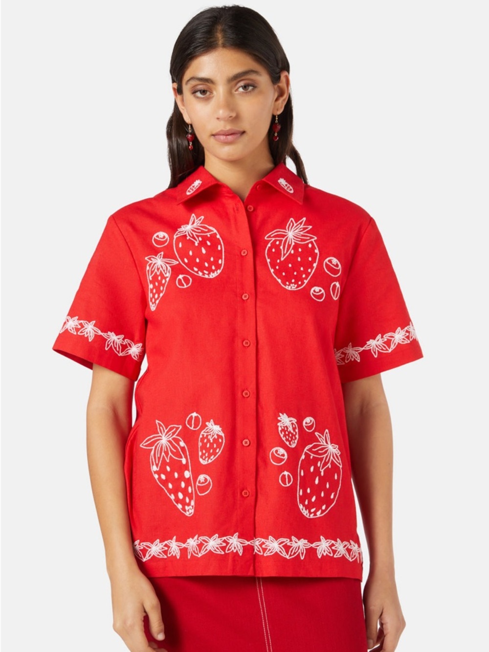 Gorman Strawberry Patch Embroidered Button Down Shirt